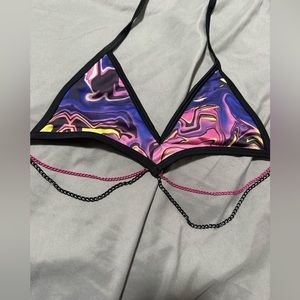 Colorful Bikini top with Chains